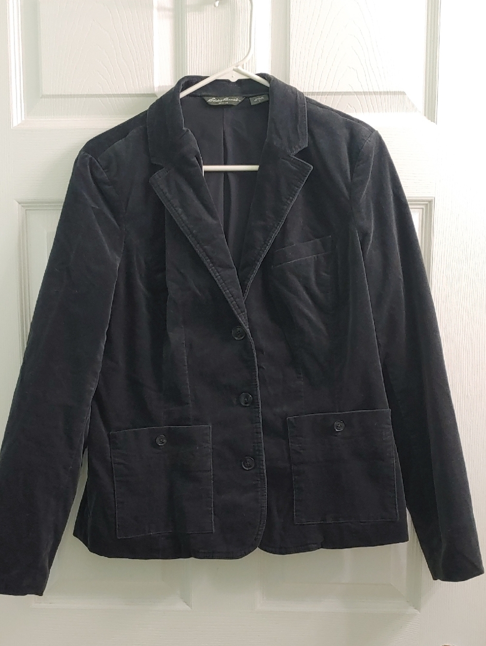 Eddie Bauer Black Corduroy Jacket Riding Coat Button-Front Blazer Women's Size 8